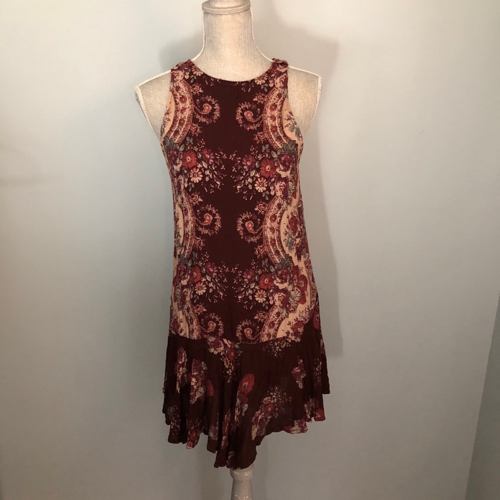 Free People Paisley Maroon Slip Dress - Picture 3 of 9